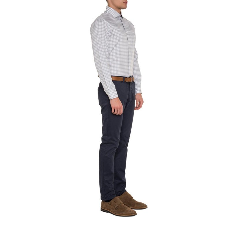 DJ  Slim Fit Grey Check Cotton Casual Shirt 8864
