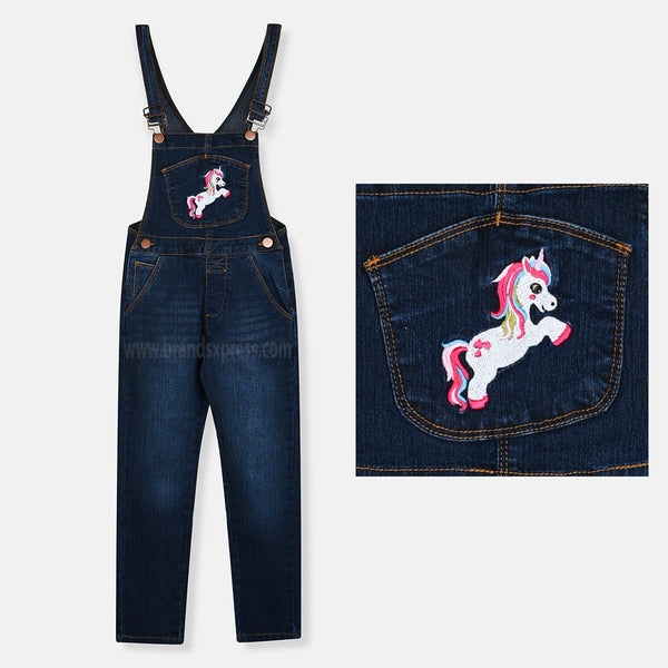 B.X Embroidered Unicorn Pocket Blue Dungaree 8090