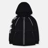Reflecting Border Zip Pocket Black Zipper Hoodie 8209
