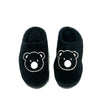 Embroidered Bear Face Warm Black  Winter Slippers 8329