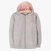 51015 Natural Beauty Peach Dots Grey Zipper Hoodie 8396