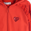 51015 Frill Sleeves Sequin Heart Red Zipper Hoodie 8404