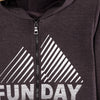 LS Fun Day Print Dark Grey Zipper Hoodie 8428