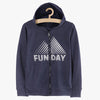 LS Fun Day Print Blue Zipper Hoodie 8429