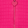 51015 Heart Badge Quilted Shocking Pink Zipper Hoodie 8452