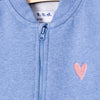 5.10.15 Embroidered Heart Denim Blue Fleece Mock Neck Zipper 14789