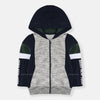 GE Color Block New York Sleeves Textured Grey Zipper Fleece Hoodie 8656