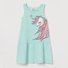 HM Big Unicorn Aqua Blue Sleeveless Frock 8777