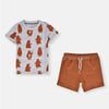 CA Printed Bear Grey T-shirt & Shorts Set 8803