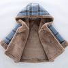 RXKZ 6 Buttons Fur Pockets Check Blue Inside Fur Warm Coat 10530