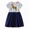 J Master Reversible Sequence Unicorn Stripe Blue Frock 5059
