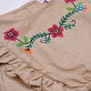 IMPI Printed Flower Frill Beige Cotton Frock 8958