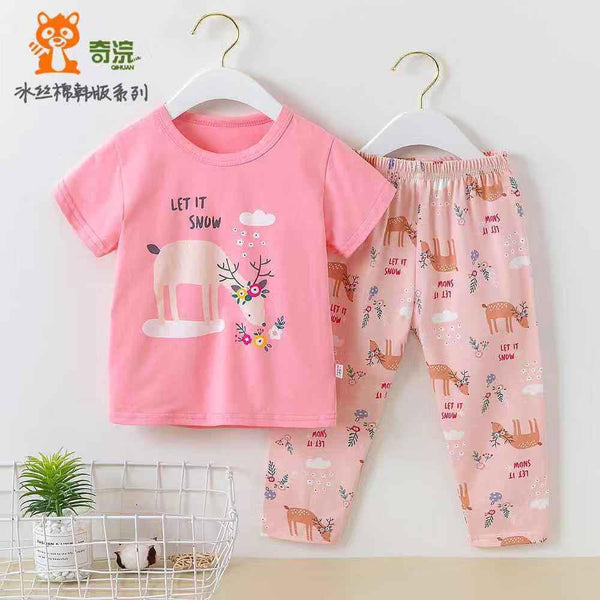 KBO Let It Snow Deer Pink 2 Piece Trouser Set 4558