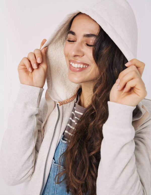 FF Warm complete inside sherpa cream Beige zipper hoodie 10591
