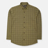 GV Line Check Khaki Green Button Down Casual Shirt 9846