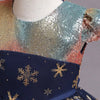 NJ Multi Sequin Top Allover Golden Foil Print Navy Blue Fairy Frock 9239