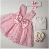 PPB Embroidered 4 Piece Pink Bow Frock Set 9843
