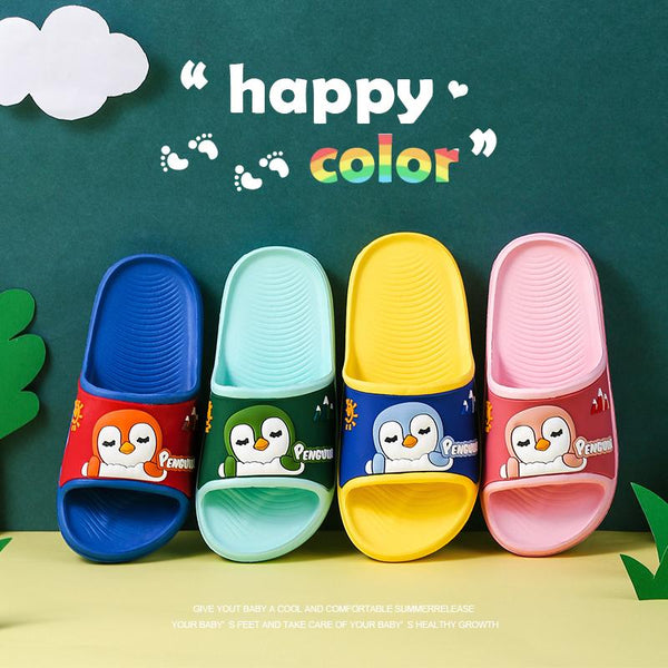 K.Bear Penguin Red Top Blue Soft Slippers 4899