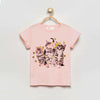 HM Glitter Heart Cats Print Light Pink Tshirt 7065