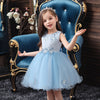 XB Top Embroidered Aplic Flowers Light Blue Fairy Frock 9248