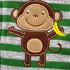 Austa Applic Monkey Green & Grey Stripes Warm Romper 7896