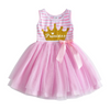 VKT Glitter Crown Princess Pink Stripes Bow Frock 8715