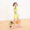 The Sweet Cat Floral Yellow Jump Swimsuit With Cap 9736