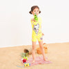 The Sweet Cat Floral Yellow Jump Swimsuit With Cap 9736