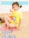 The Sweet Cat Floral Yellow Jump Swimsuit With Cap 9736