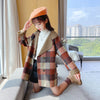 Cute Kids Red & Brown Check Woolen Inside Warm Coat 10526