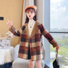 Cute Kids Red & Brown Check Woolen Inside Warm Coat 10526