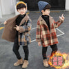 Cute Kids Blue & Brown Check Wool Inside Warm Coat 10525