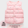 BYU Bird Print Loose Quilted Sleeveless Pink Jacket 7659