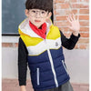 PU Color Block Yellow And Navy Blue Sleeveless Puffer Jacket 8237