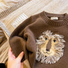 MG Aplic Lion Brown Wool Sweater 8651