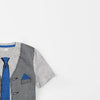 PEP Tie & Waist Coat Printed Grey T-shirt 9757