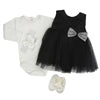 PPB Embroidered 4 Piece Black Bow Frock Set 9842