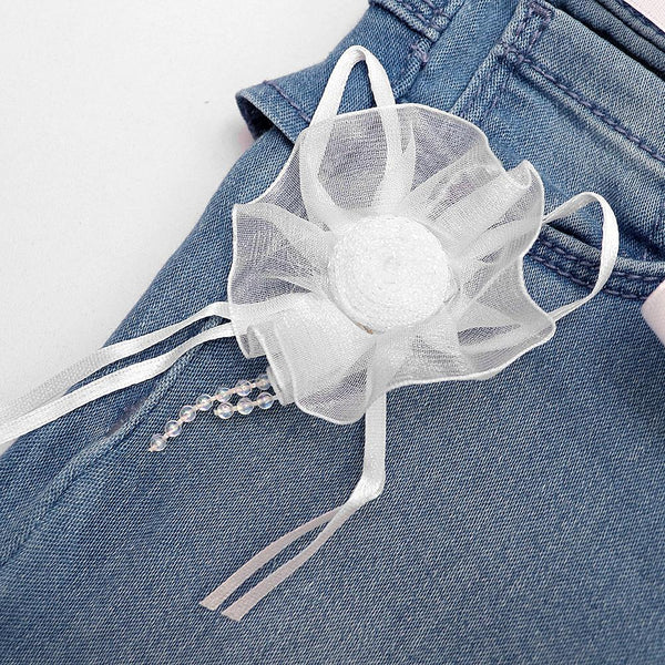 OM Light Blue Front Flower Pocket Denim 1205