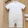 BNGB White Tuxedo Style Romper Set With Bow 10768
