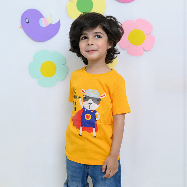 B.X Be Your Own Hero Sheep Mango Yellow Tshirt 4836
