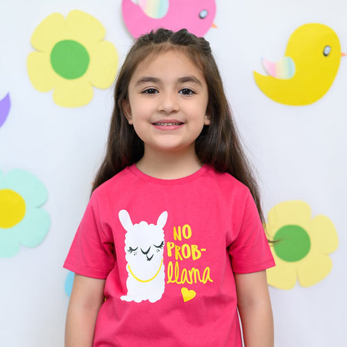 B.X Prob-llama Printed Dark Pink Tshirt 5092