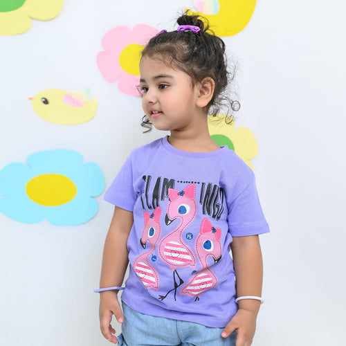B.X Flamingo Print Purple Tshirt 4973