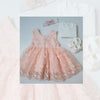 PPB Embroidered 4 Piece Peach Bow Frock Set 9841