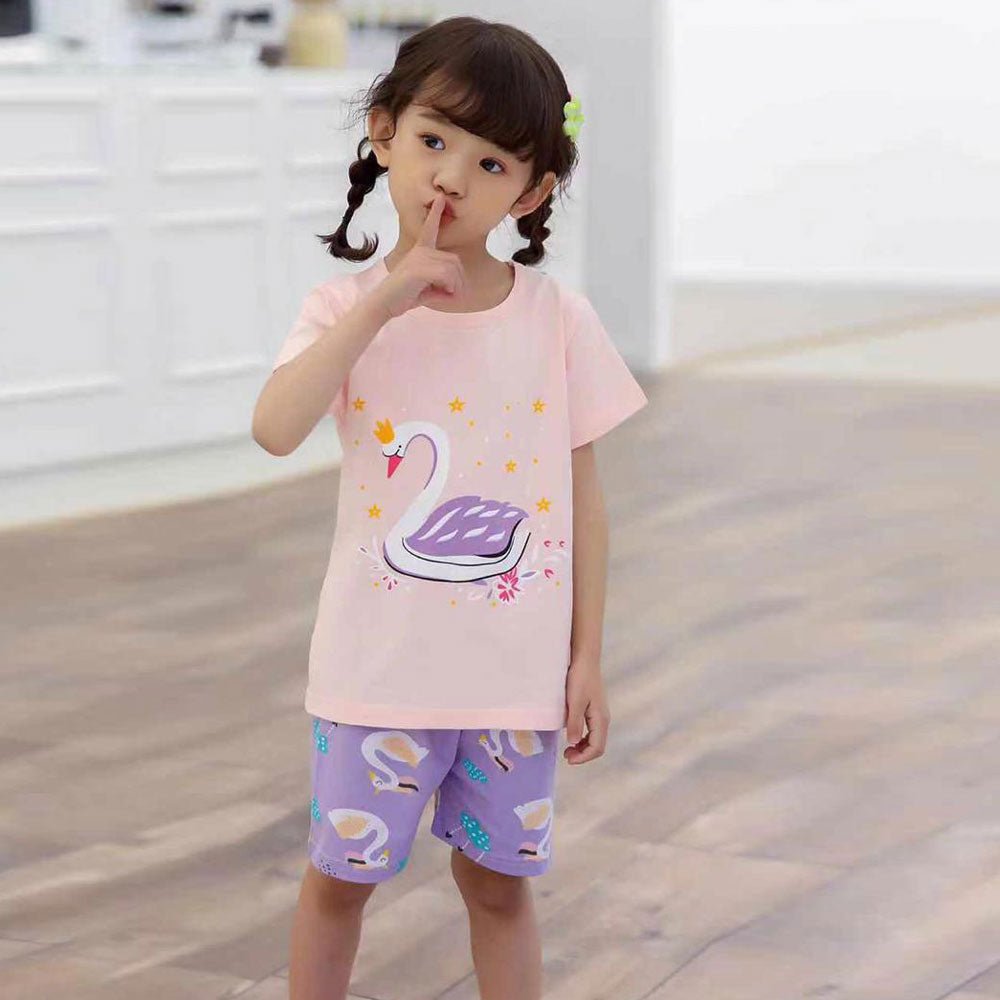 YK Swans & Stars Peach 2 Piece Shorts Set 4500