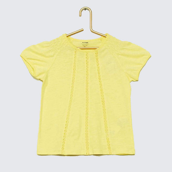KB Front Lace Style Sleeves Lemon Yellow Top 4450