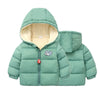 Duyi Bear Print Fleece Inner Soft Green Puffer Jacket 7637