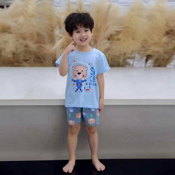YK Space Bear Light Blue 2 Piece Shorts Set 4555