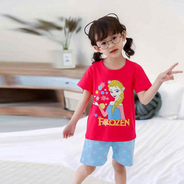 YK Elsa Frozen Dark Pink 2 Piece Shorts Set 4549