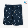 CRT Pigeon Bird Print Navy Blue Cotton Shorts 9138