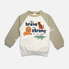 CA Brave & Strong Animals Raglan Sleeves Beige Sweatshirt 9774